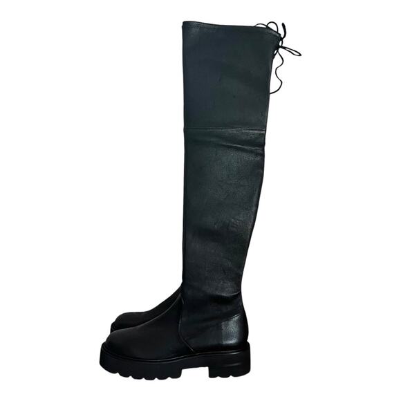 Stuart Weitzman Lowland Tall Ultralift Leather Black Boots Size 10.5B - Picture 4 of 16